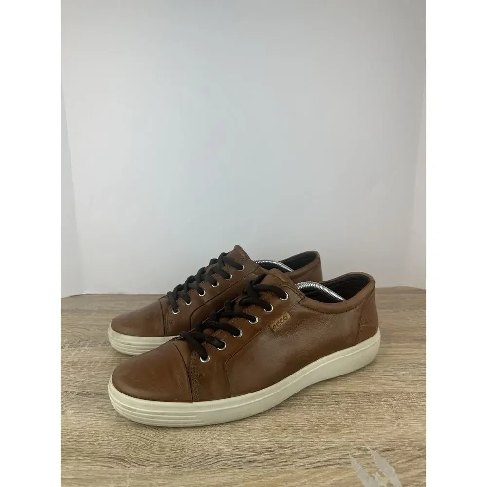 ECCO Men’s Brown Leather Sneakers EU 46 US 12-12.5 Comfort Casual Lace Up